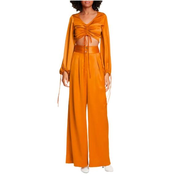 Staud Blossom Cinch Top in Cumin / Rust Satin NWT Size S - Picture 4 of 12